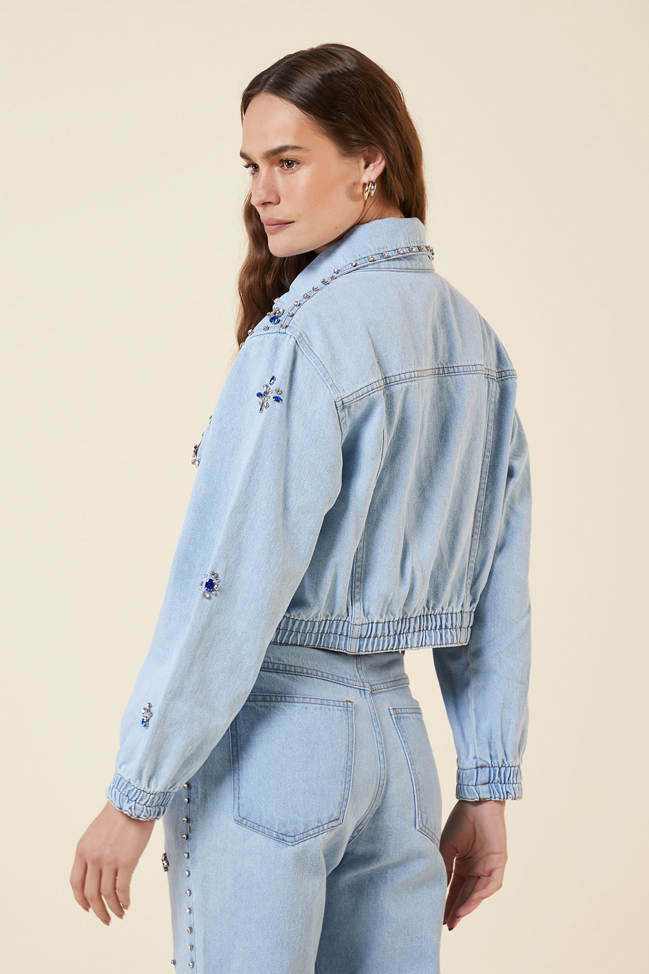 JAQUETA JEANS BORDADA-JEANS CLARO GG - JEANS CLARO - 272055