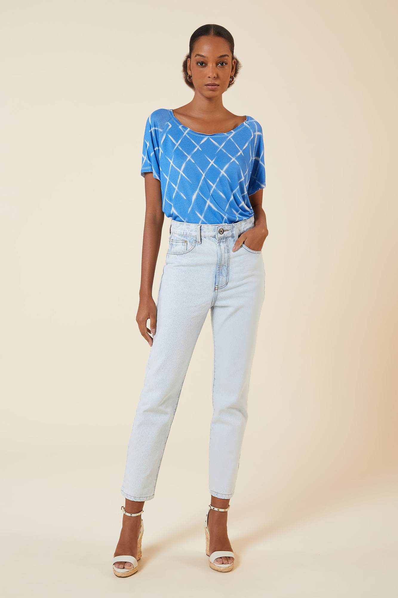 CALCA RETA CIGARRETE JEANS CLARO 44 - JEANS CLARO - 272163