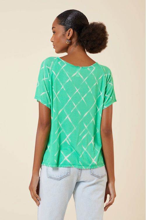 BLUSA CANOA ESTAMPA CRISTALINA MENTA