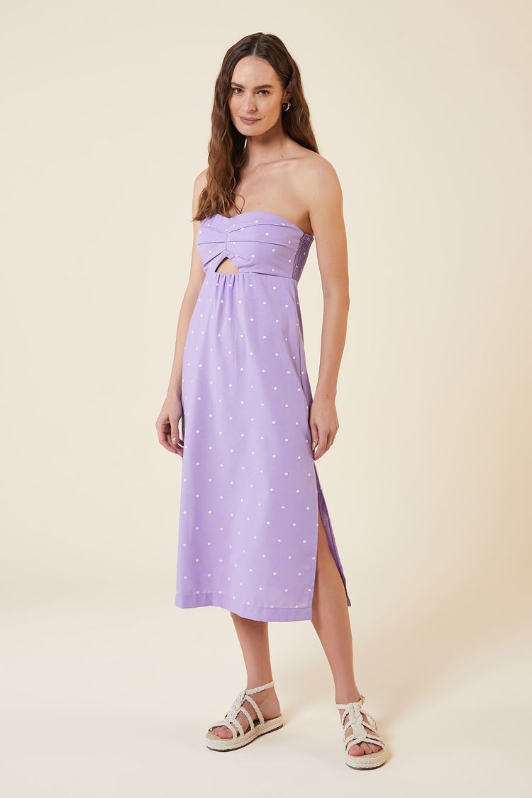 VESTIDO MIDI LINHO POAS LILAC P - LILAC - 272542
