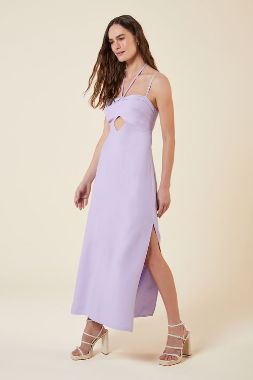 VESTIDO MIDI RECORTE BUSTO LILAC