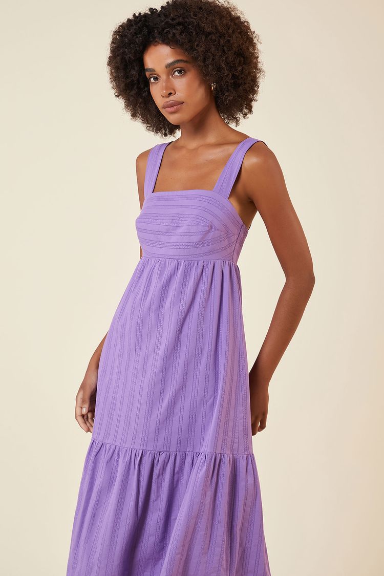 VESTIDO TRICOLINE MAQUINETADO-LILAC P - LILAC - 272588