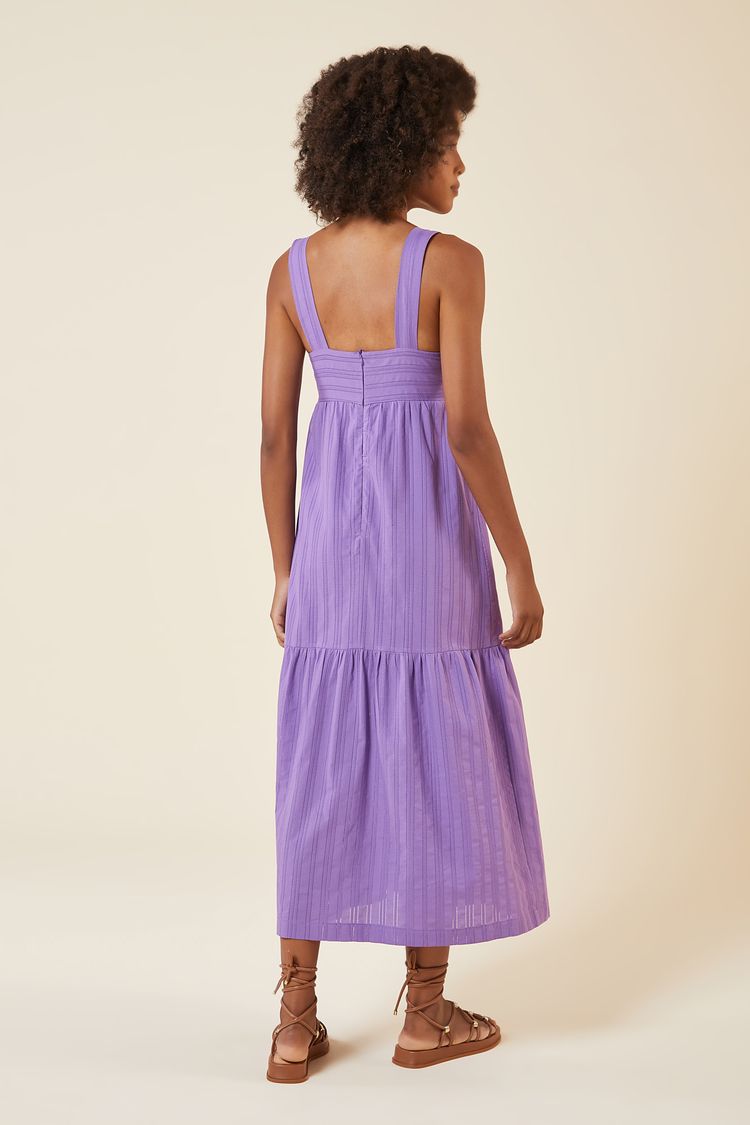 VESTIDO TRICOLINE MAQUINETADO-LILAC P - LILAC - 272589