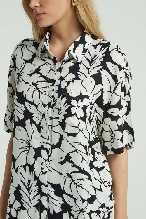 CAMISA ESTAMPA FLORAL BICOLOR