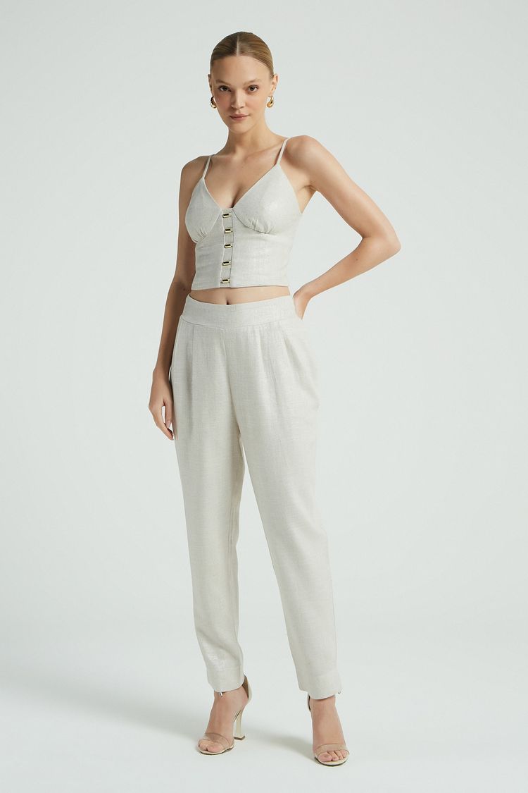 CALCA LINHO FOIL PRATA-PRATA P - PRATA - 272877