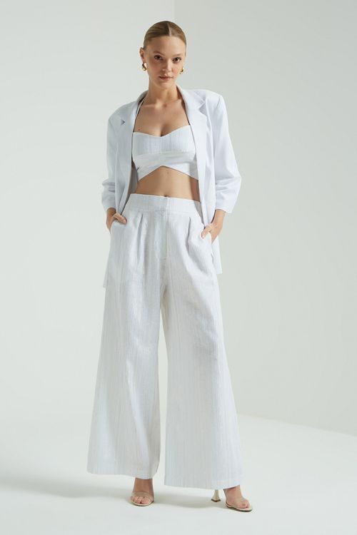 CALCA PANTALONA RISCAS LUREX-BRANCO