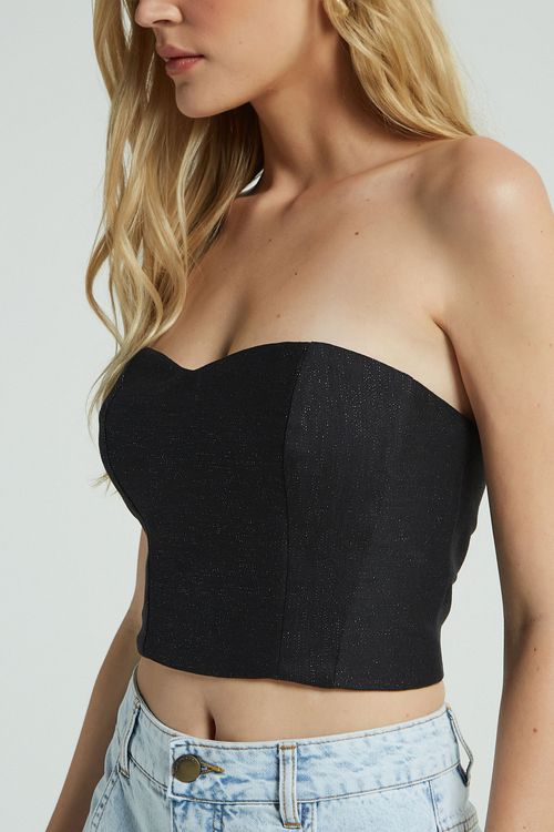 TOP TOMARA QUE CAIA  LUREX-PRETO