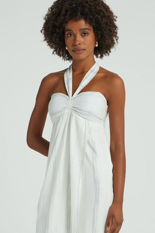 VESTIDO MIDI LINHO RAJADOS-BRANCO