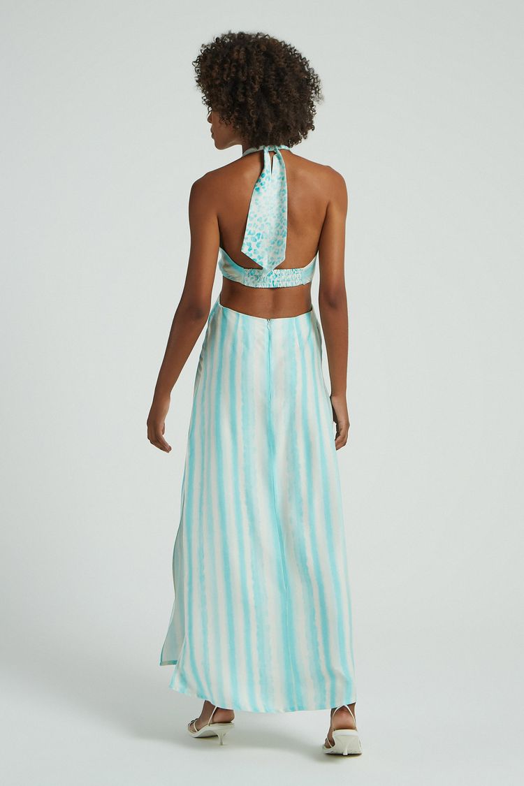 VESTIDO LONGO ESTAMPA LISTRADO AQUA G - EST LISTRADO AQUA - 273515
