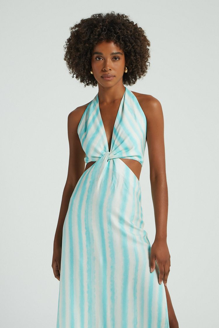 VESTIDO LONGO ESTAMPA LISTRADO AQUA G - EST LISTRADO AQUA - 273520