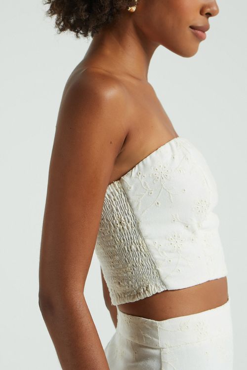 TOP TOMARA QUE CAIA LINHO BORDADO-OFF WHITE