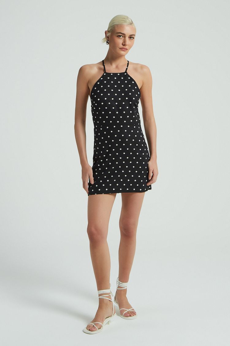 VESTIDO BASICO LINHO ESTRELINHAS-PRETO/OFF PP - PRETO/OFF - 273923