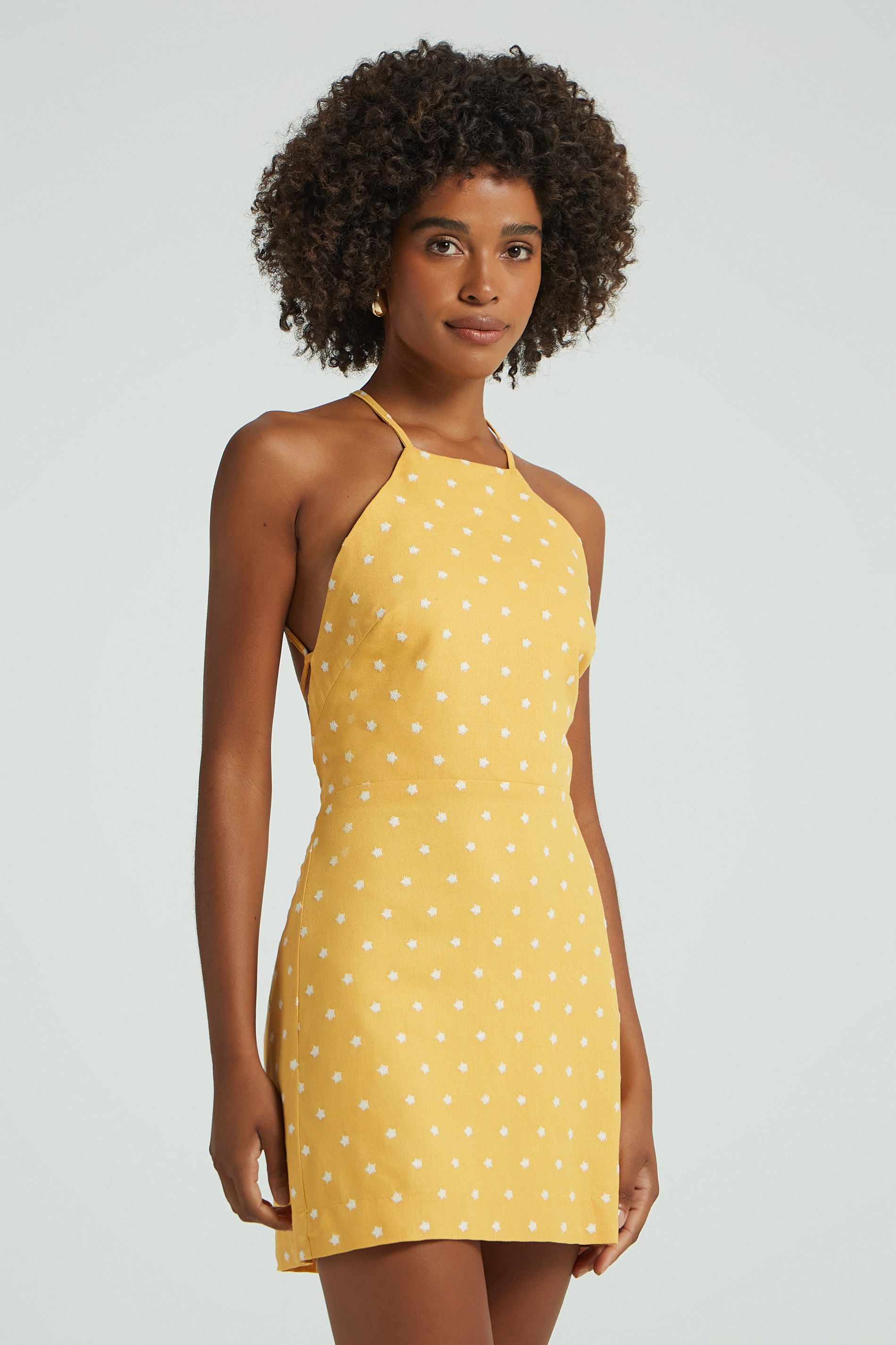 VESTIDO BASICO LINHO ESTRELINHAS-SOLAR/OFF P - SOLAR/OFF - 273930