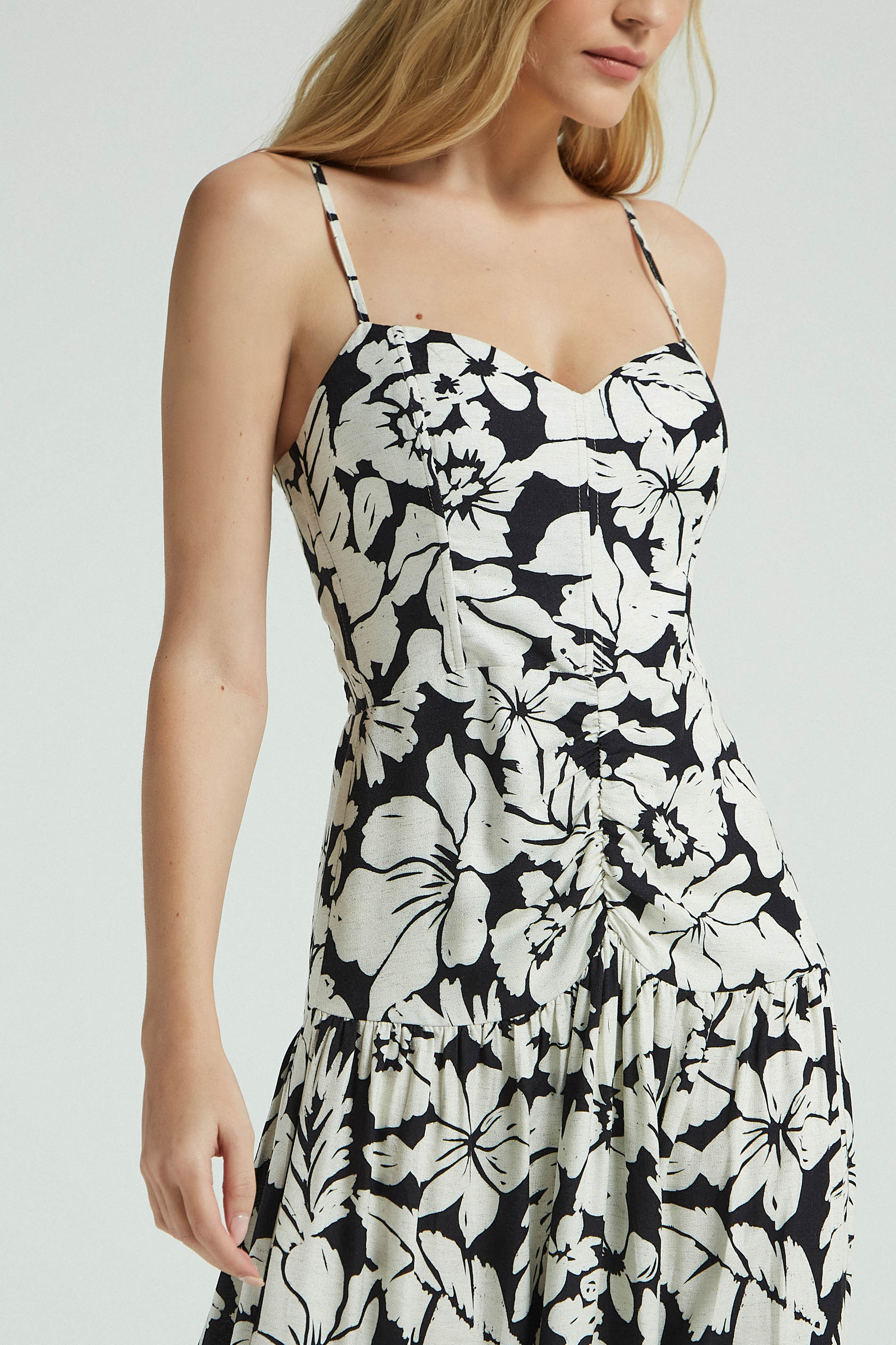 VESTIDO LONGO ESTAMPA FLORAL BICOLOR PP - EST FLORAL BICOLOR - 274962