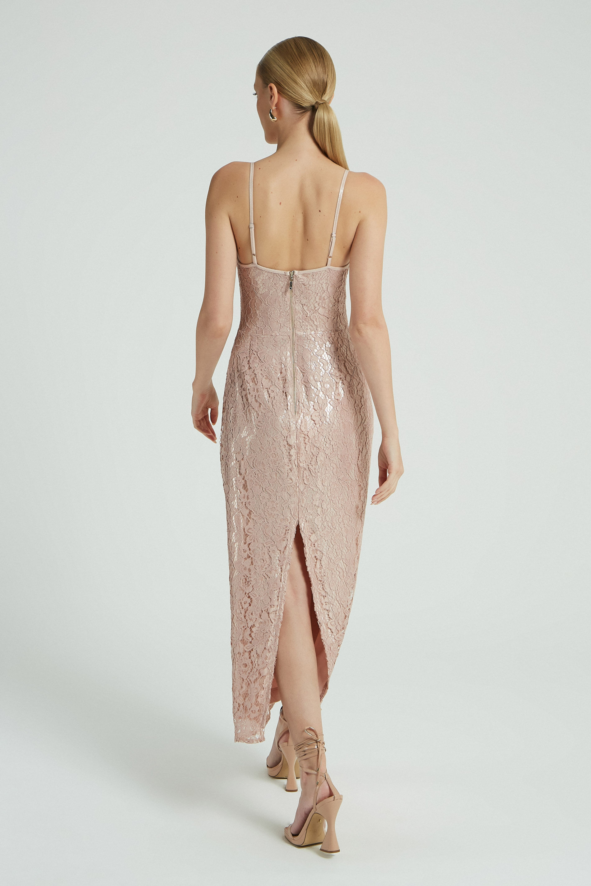 VESTIDO MIDI RENDA-NUDE M - NUDE - 274992