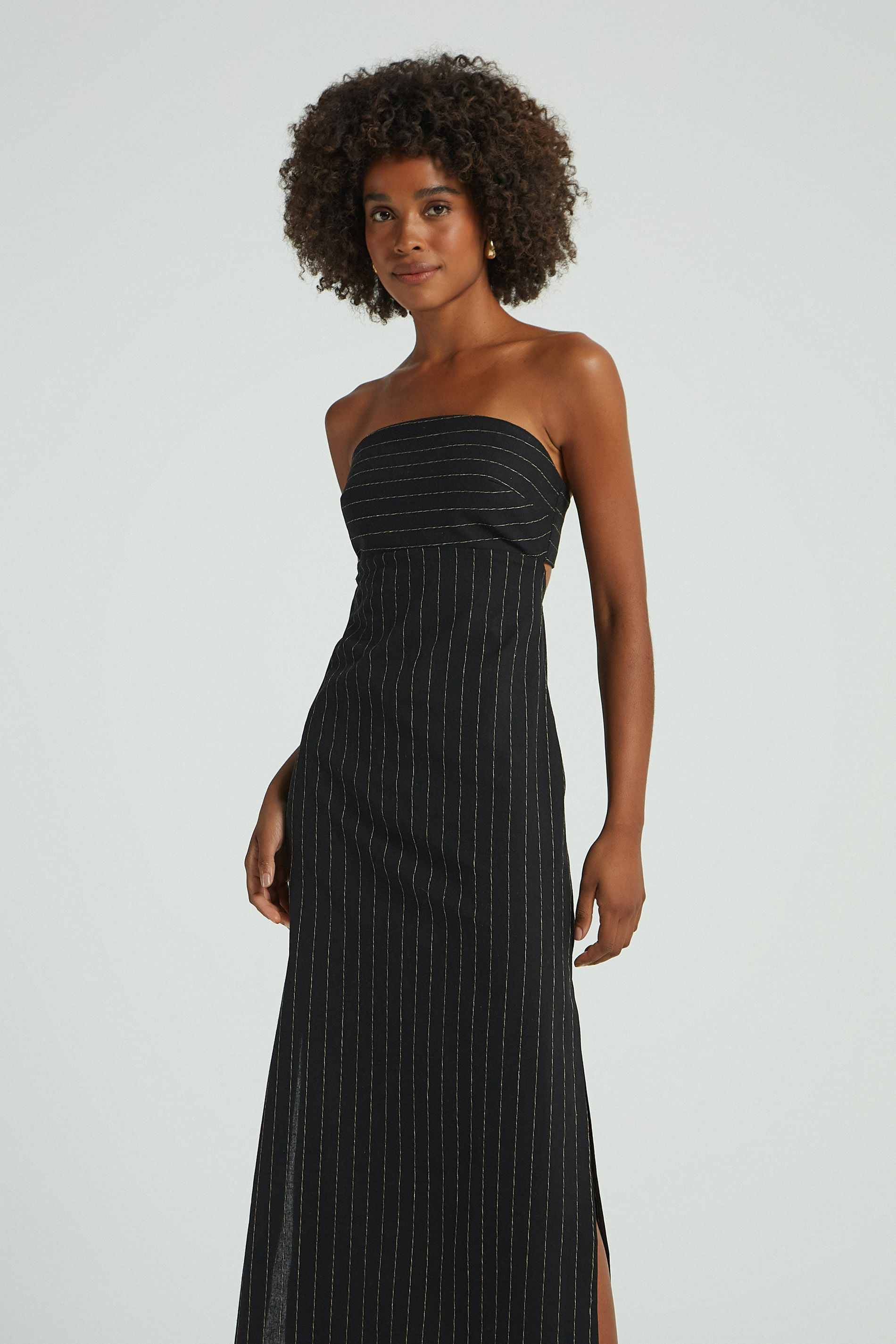 VESTIDO TQC RISCA DE GIZ - PRETO P - PRETO - 275883