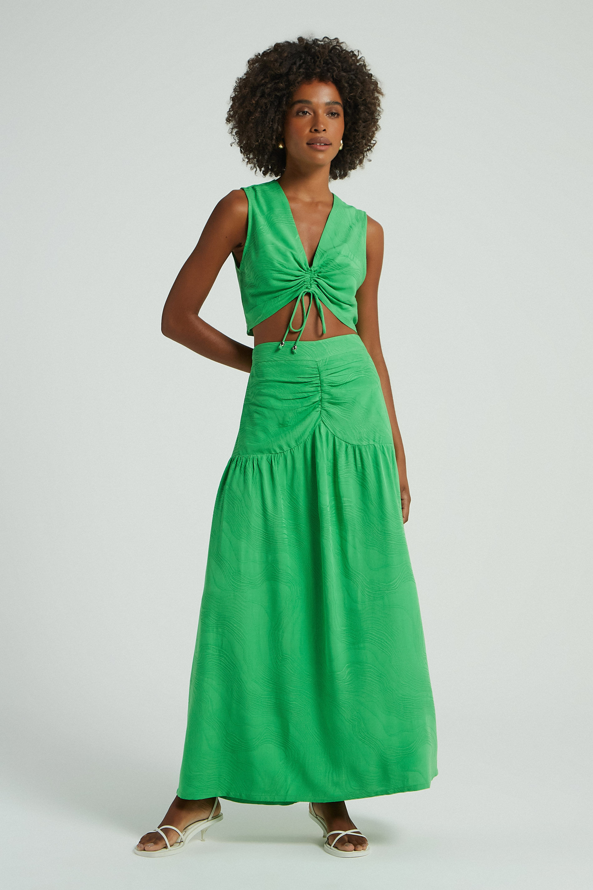SAIA LONGA FRANZIDO FRENTE - VERDE P - VERDE - 276373