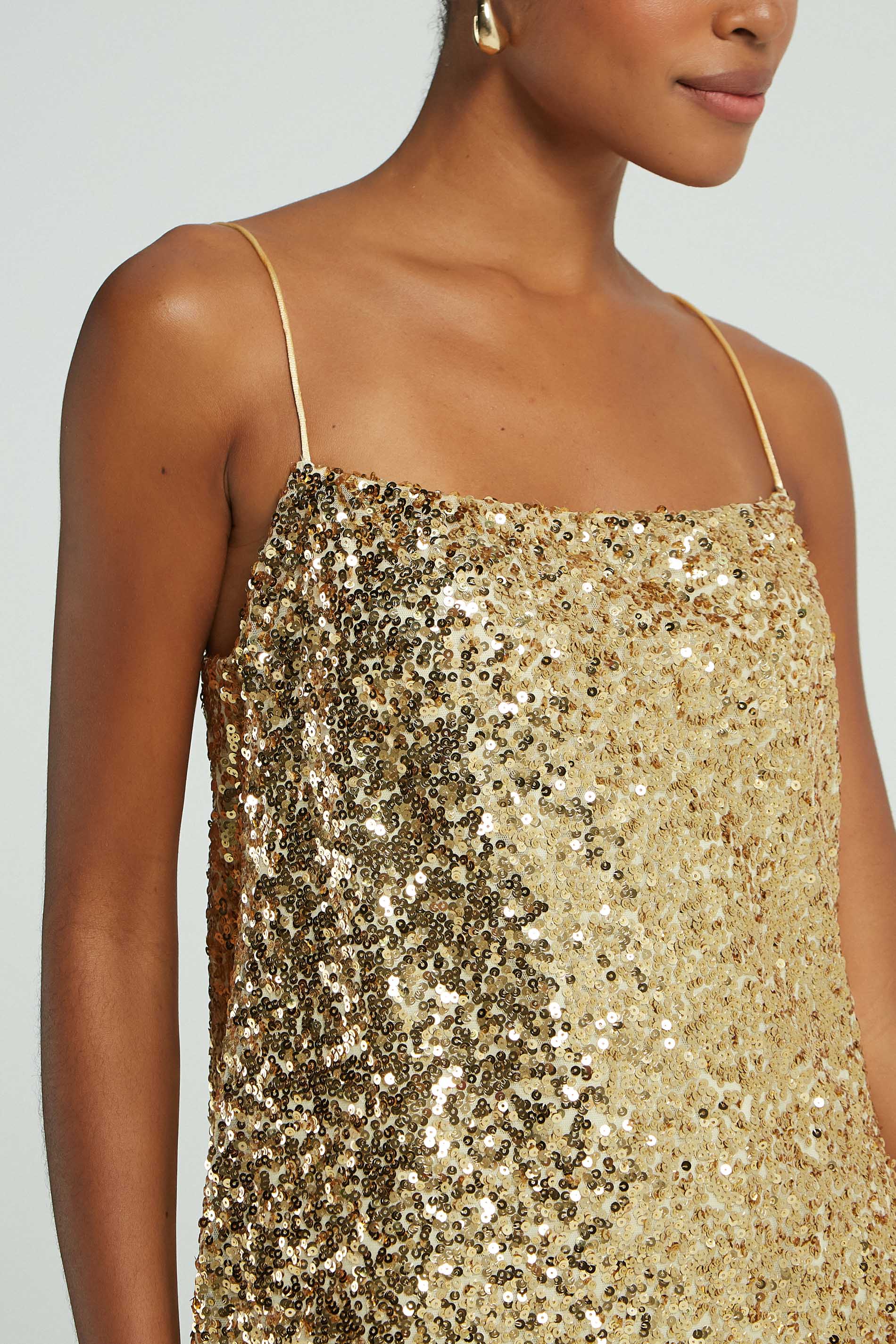 VESTIDO CURTO PAETES - OURO P - OURO - 276706
