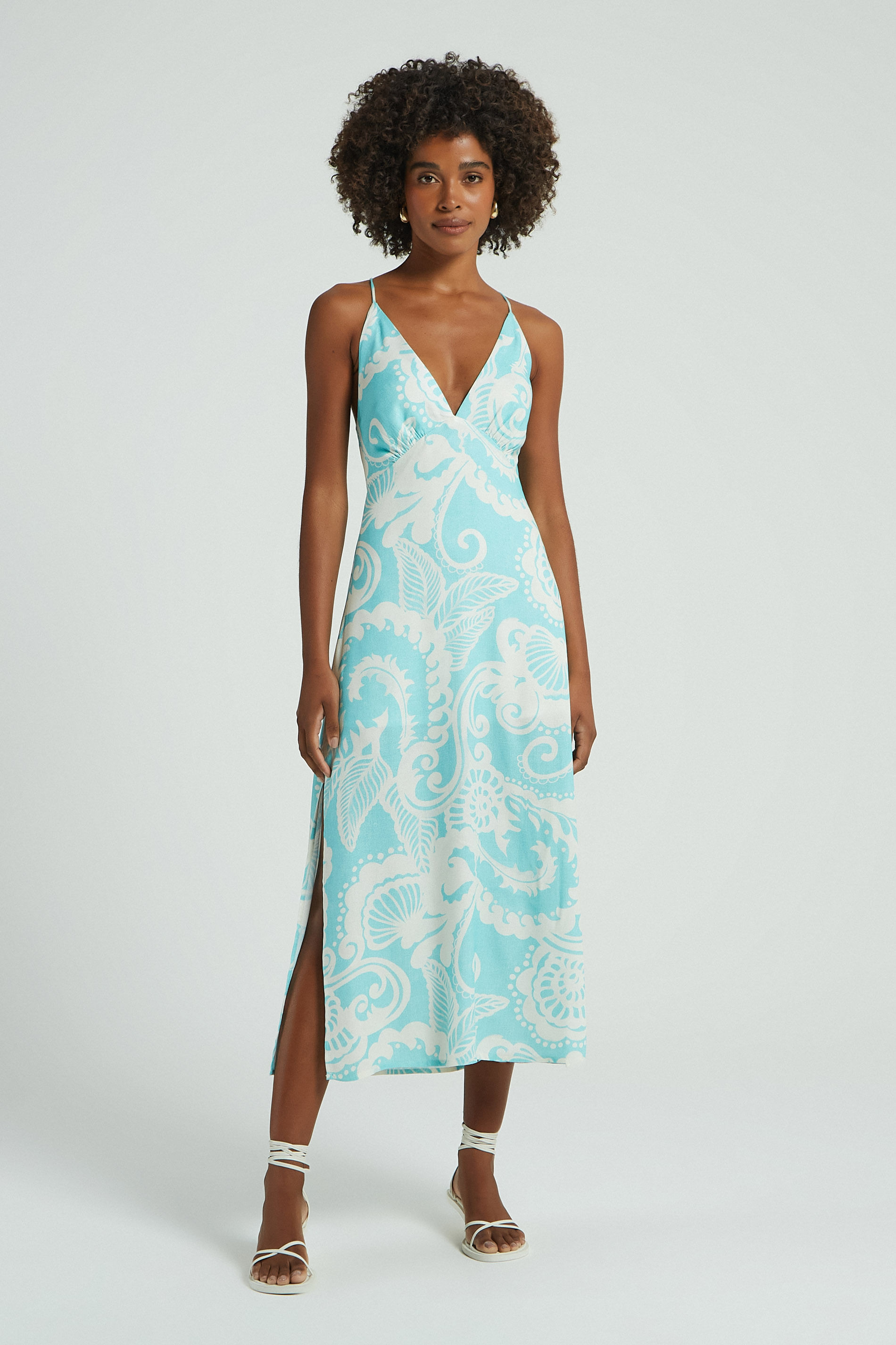 VESTIDO MIDI ESTAMPA PAISLEY PISCINA P - EST PAISLEY PISCINA - 276764