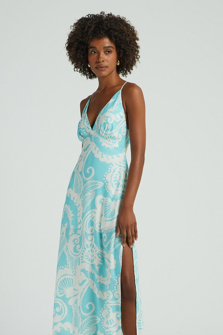 VESTIDO MIDI ESTAMPA PAISLEY PISCINA P - EST PAISLEY PISCINA - 276774