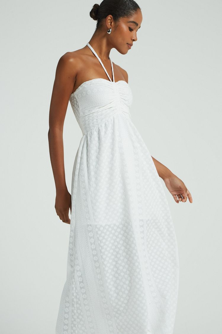 VESTIDO LONGO VISCOSE BORDADA BRANCO PP - BRANCO - 277150