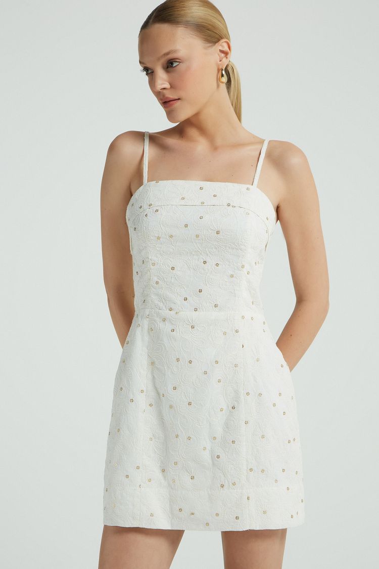 VESTIDO CURTO PALA NO DECOTE OFF WHITE P - OFF WHITE - 277352