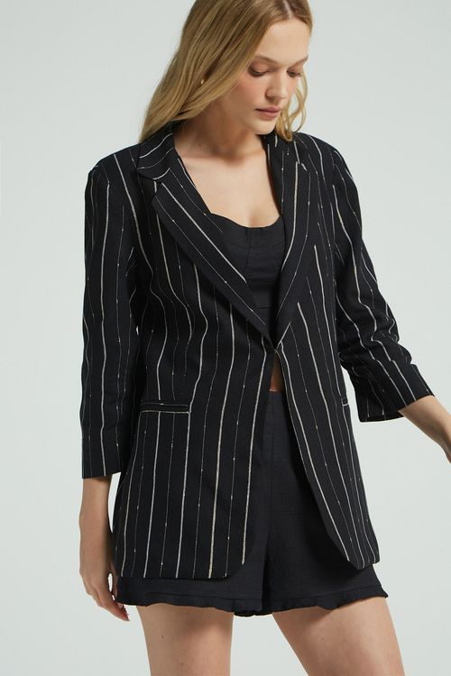 BLAZER LISTRADO LUREX-PRETO