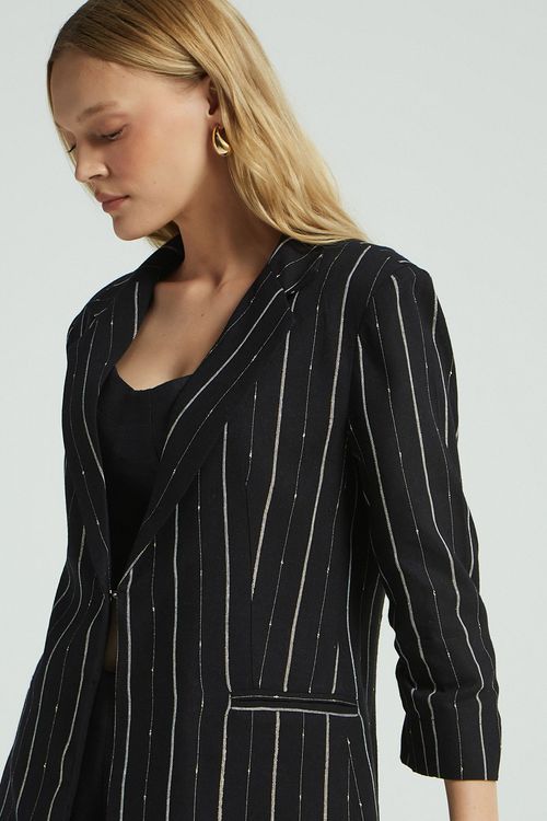 BLAZER LISTRADO LUREX-PRETO