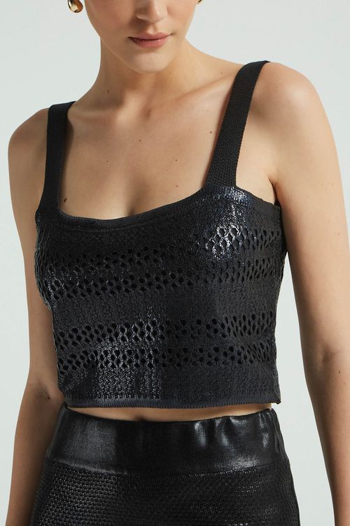 TOP FOIL TRICOT-PRETO / PRETO