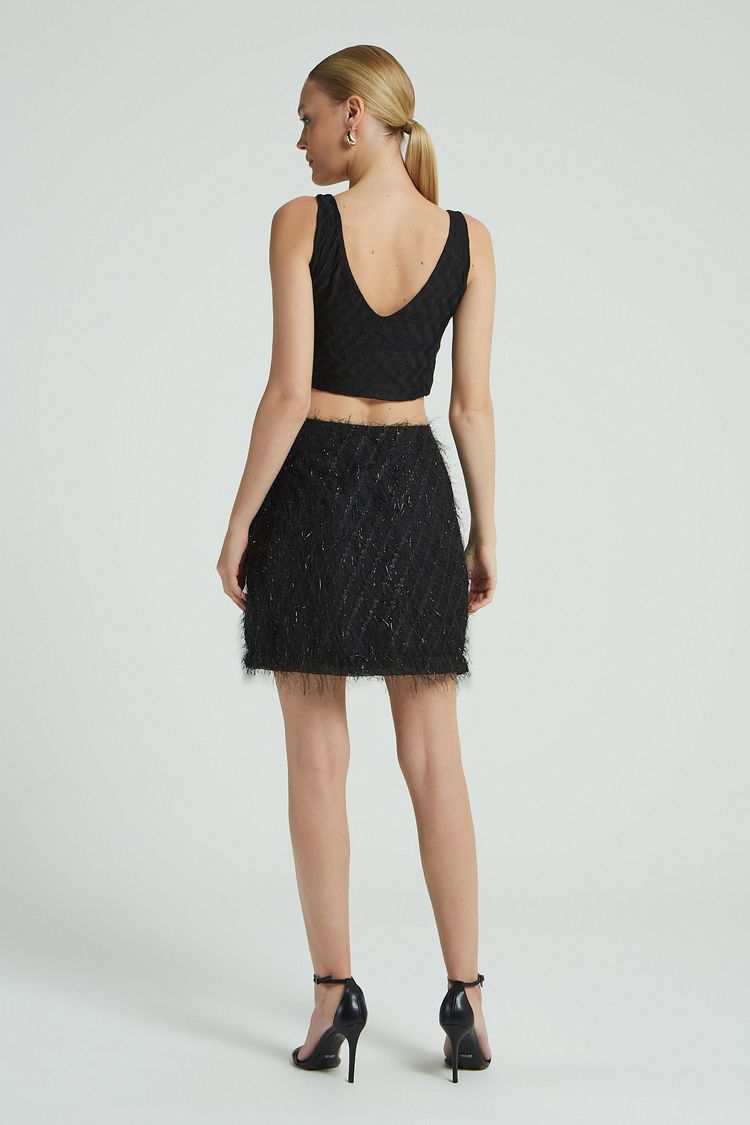 MINI SAIA PELOS BRILHO-PRETO P - PRETO - 278288