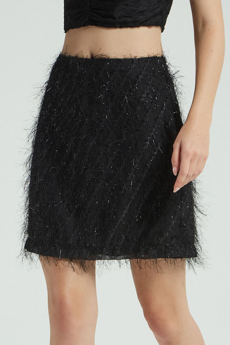 MINI SAIA PELOS BRILHO-PRETO P - PRETO - 278296