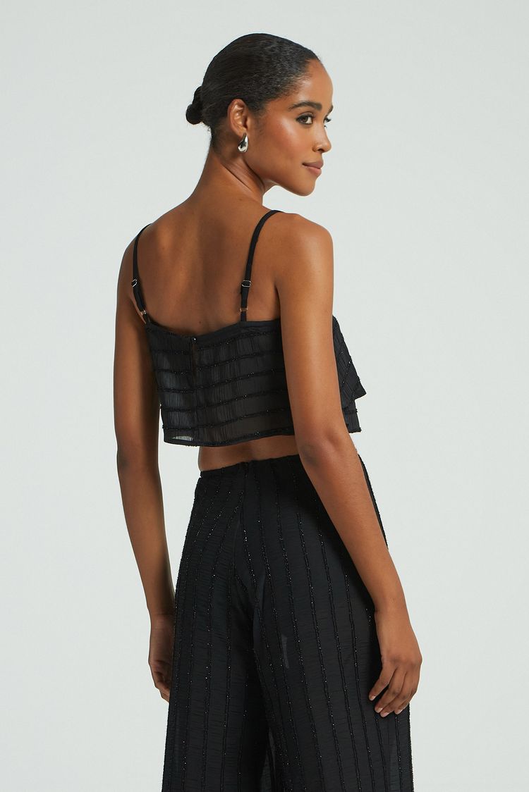 CROPPED LISTRAS BRILHANTES -PRETO P - PRETO - 278318