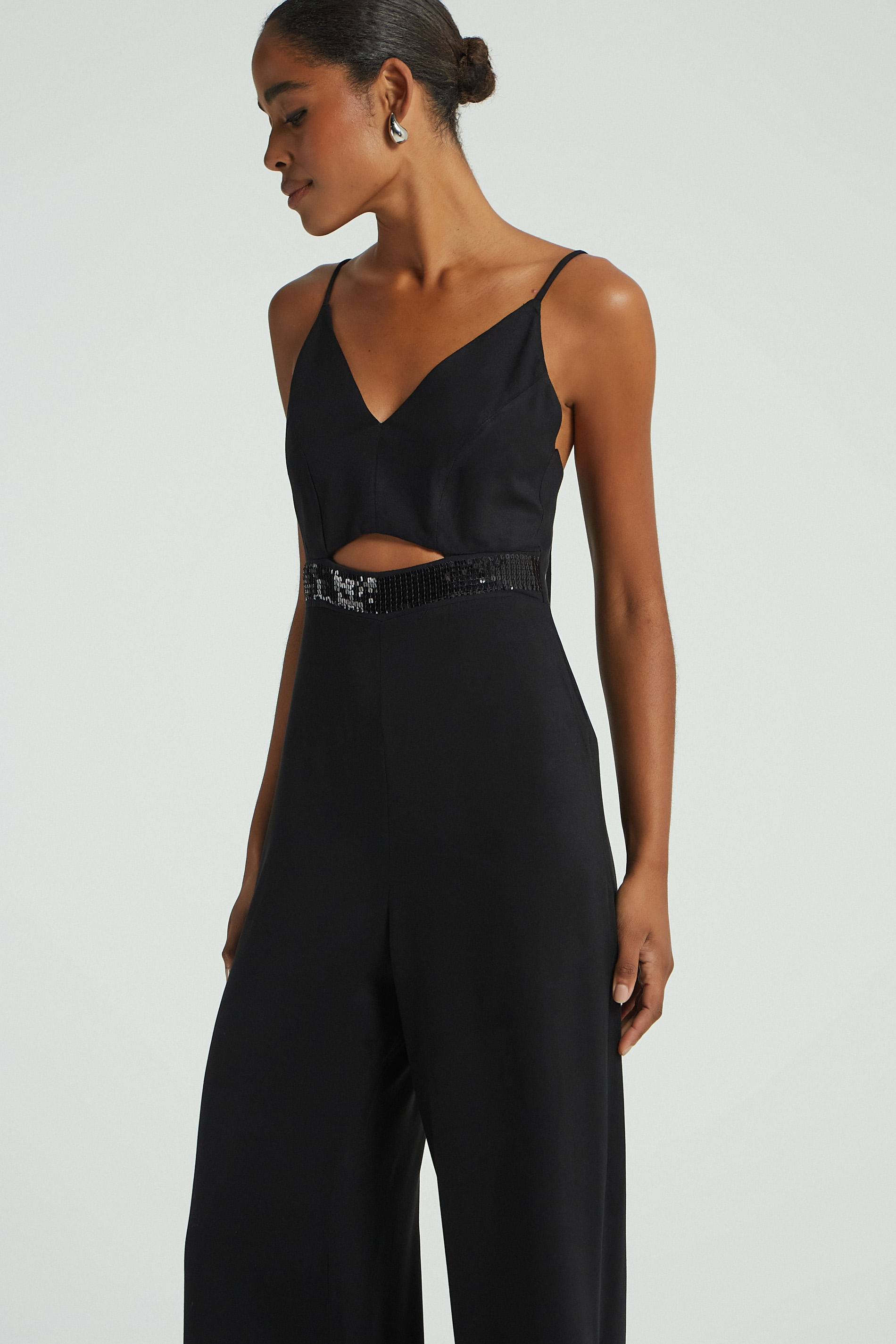 MACACAO VAZADO BORDADO PAETE-PRETO M - PRETO - 278369