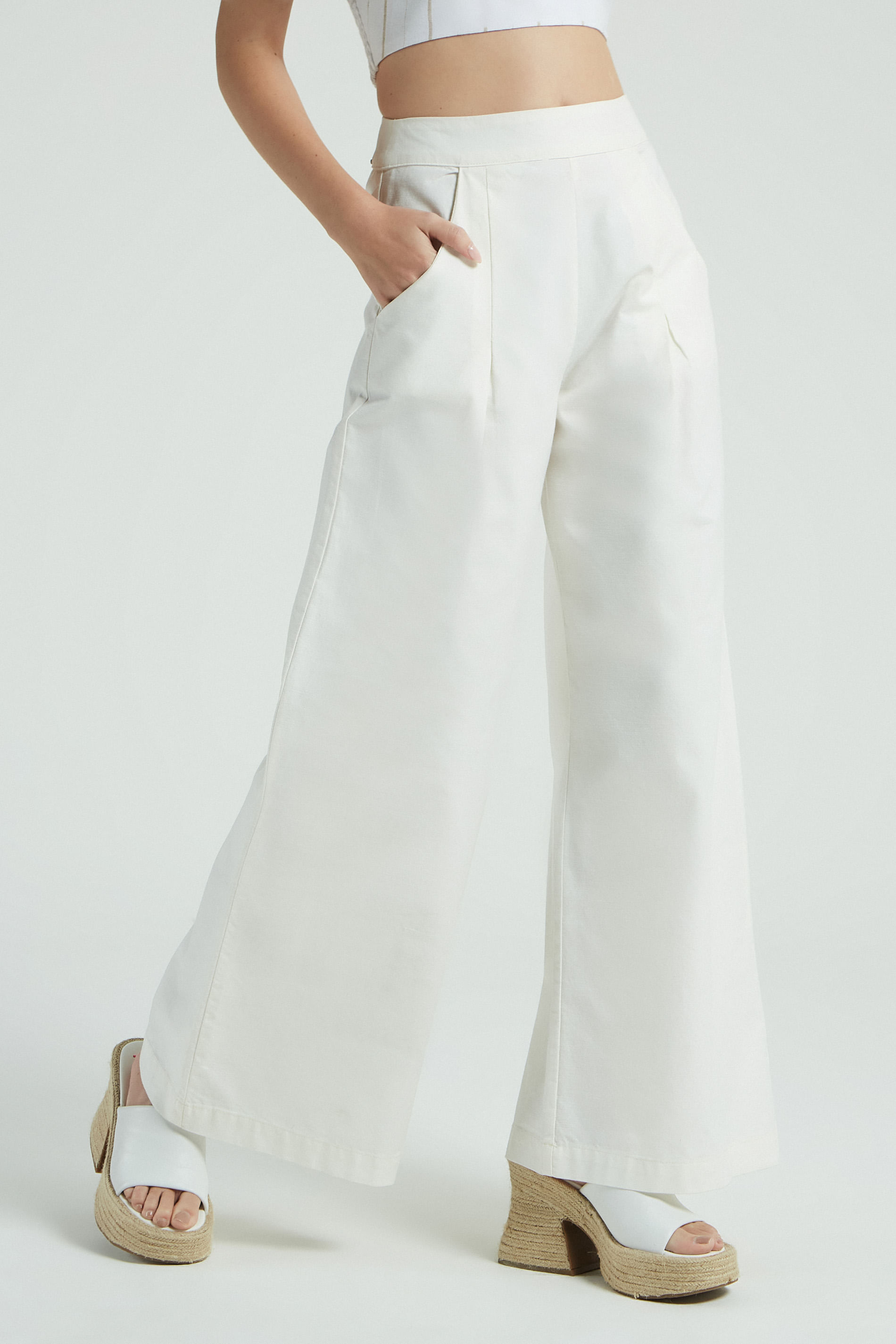 CALCA ALFAIATARIA SARJA OFF WHITE 36 - OFF WHITE - 278481