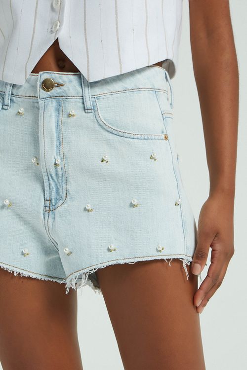 SHORT SUPER CLARO BORDADO JEANS CLARO