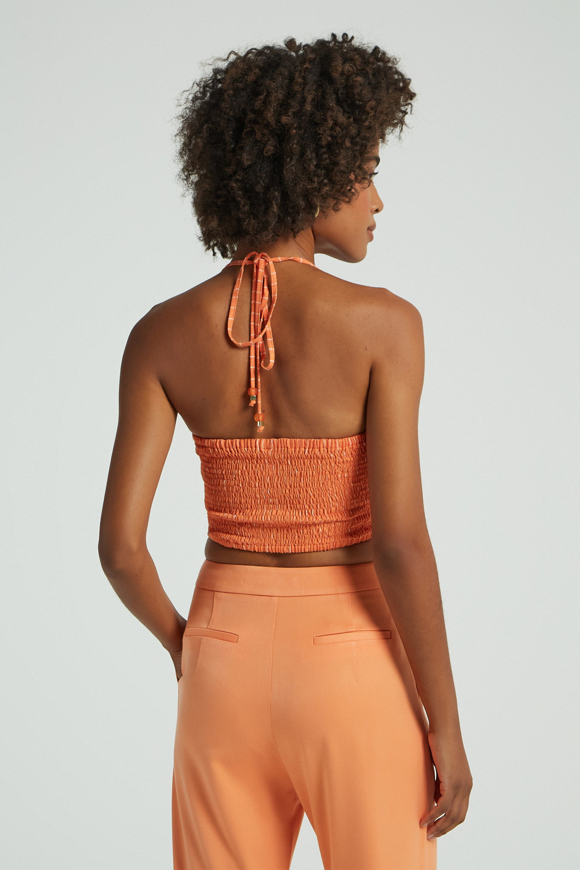 TOP LINHO RISCA DE GIZ COLOR-MANDARIM GG - MANDARIM - 279587