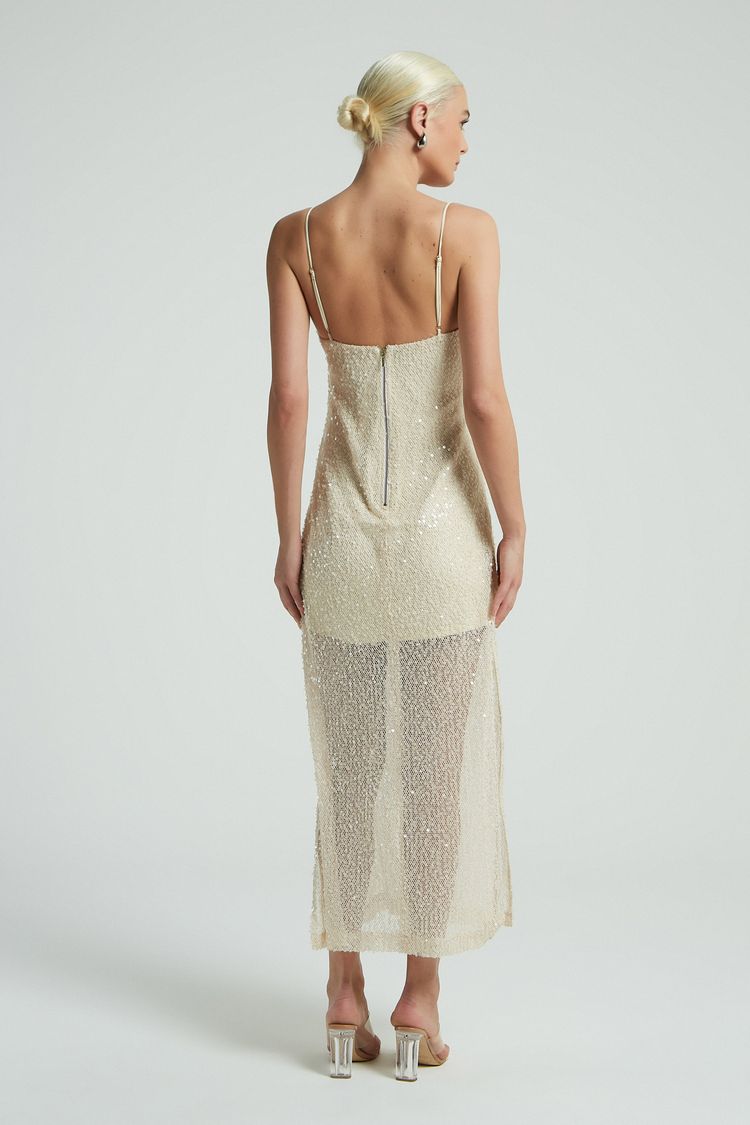 VESTIDO RENDA PAETE-CREME M - CREME - 279734