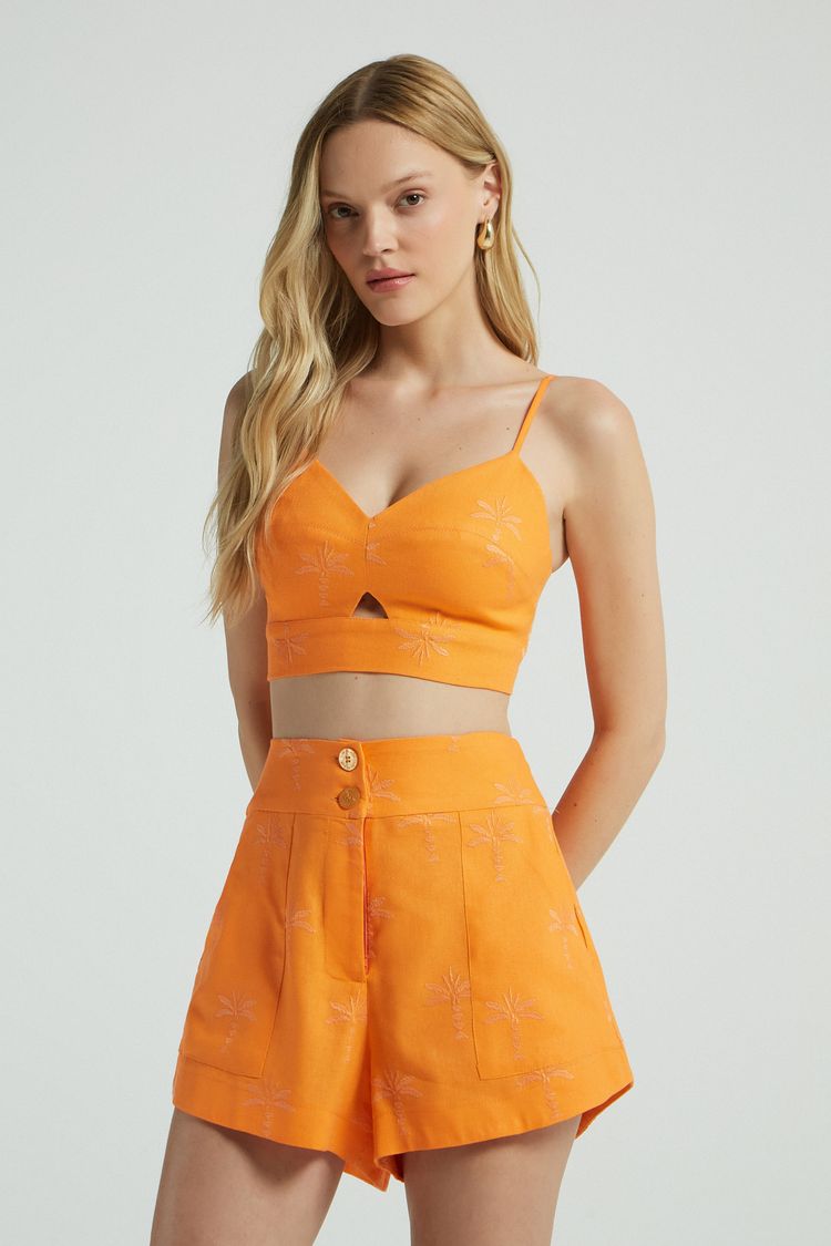 SHORT COQUEIROS BOLSO FRENTE-MANDARIM G - MANDARIM - 279895