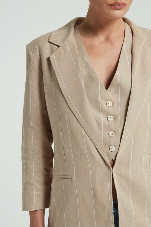 BLAZER LISTRADO LUREX-BEGE