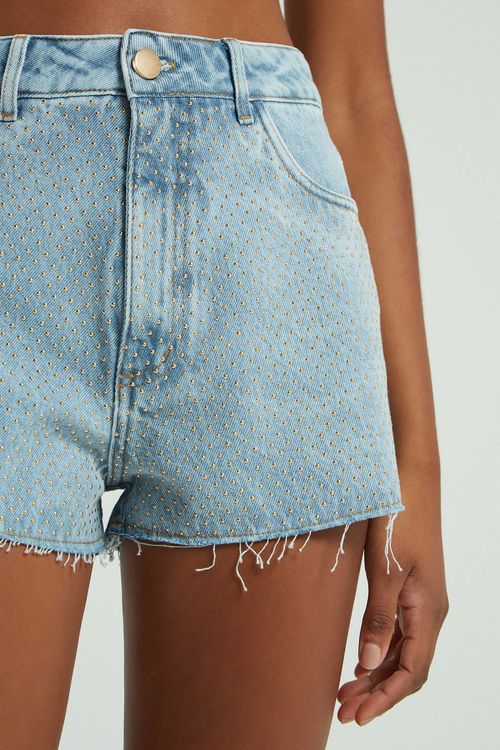 SHORT SOLTO JEANS BRILHO HOTFIX JEANS