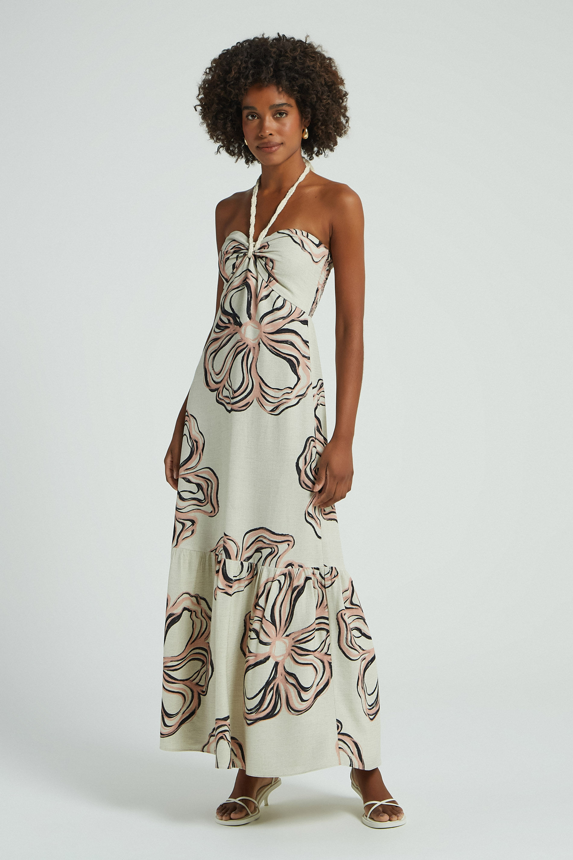 VESTIDO LONGO ESTAMPA FLORAL GIGANTE G - EST FLORAL GIGANTE - 280886