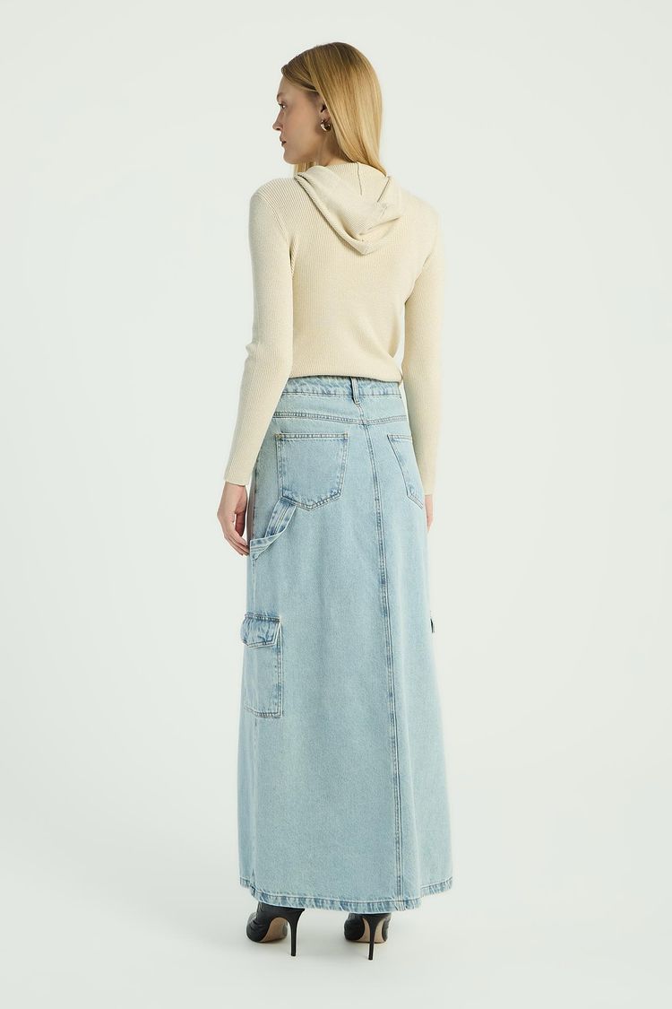 SAIA JEANS LONGA COM FENDA - JEANS CLARO 34 - JEANS CLARO - 281170