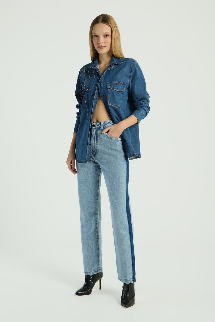 CALÇA JEANS LISTRAS - JEANS 44 - JEANS - 281181