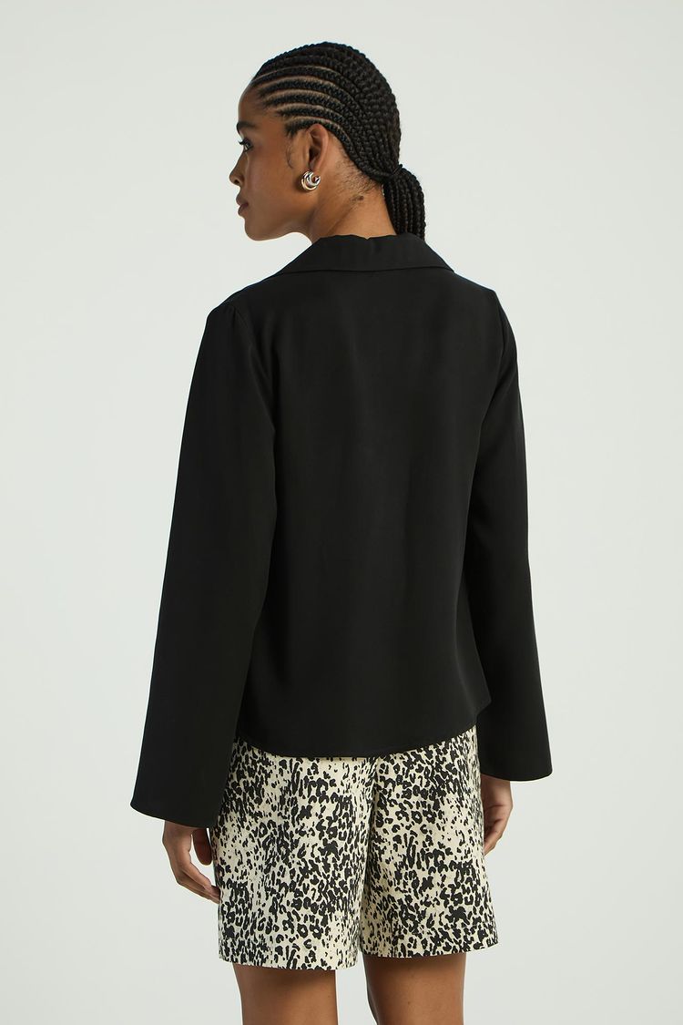 BLUSA COM AMARRAÇAO FRONTAL - PRETO P - PRETO - 282458