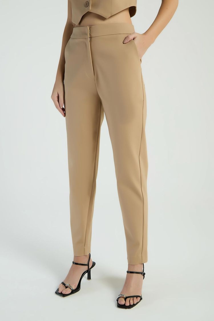 CALÇA CIGARRETE EM TRICOLINE - BEGE G - BEGE - 283246