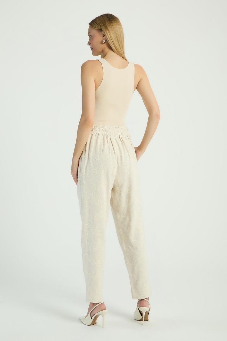 CALÇA LINHO BORDADO - AVEIA M - AVEIA - 283313