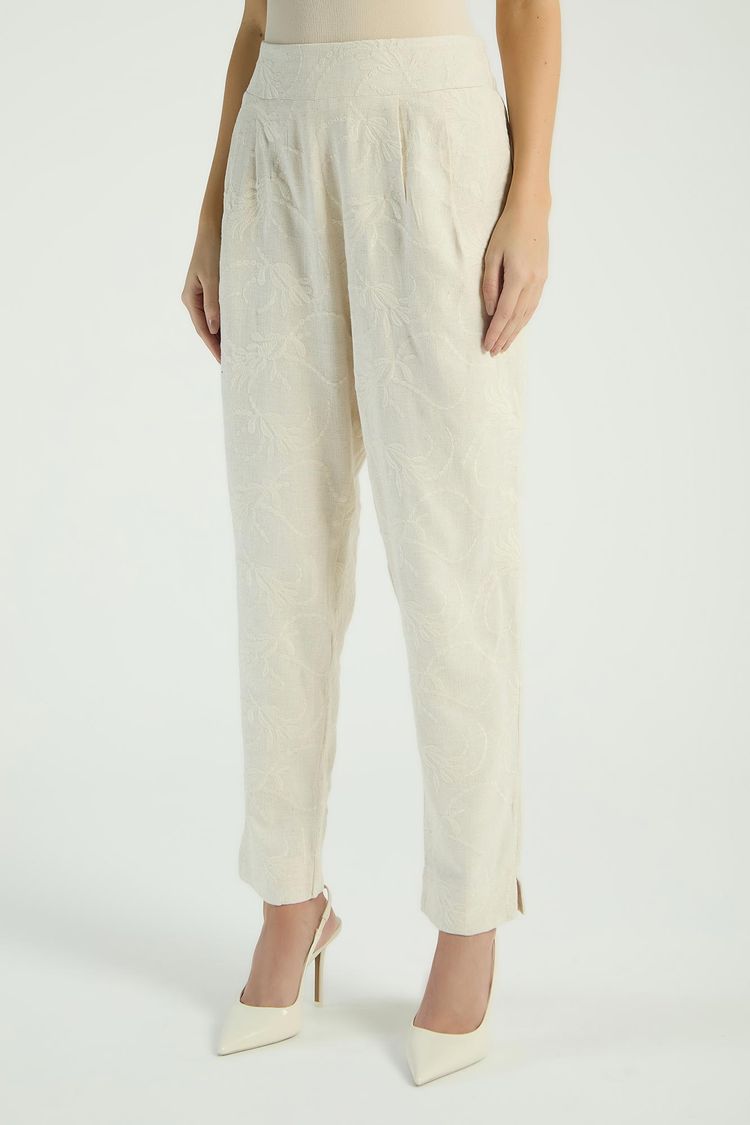 CALÇA LINHO BORDADO - AVEIA M - AVEIA - 283314
