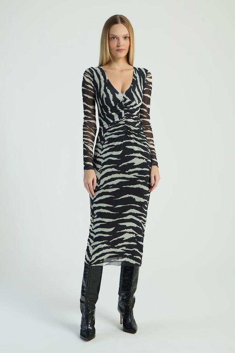 VESTIDO MIDI EM TULE ESTAMPADO - ZEBRADA PP - EST ZEBRADA - 284459