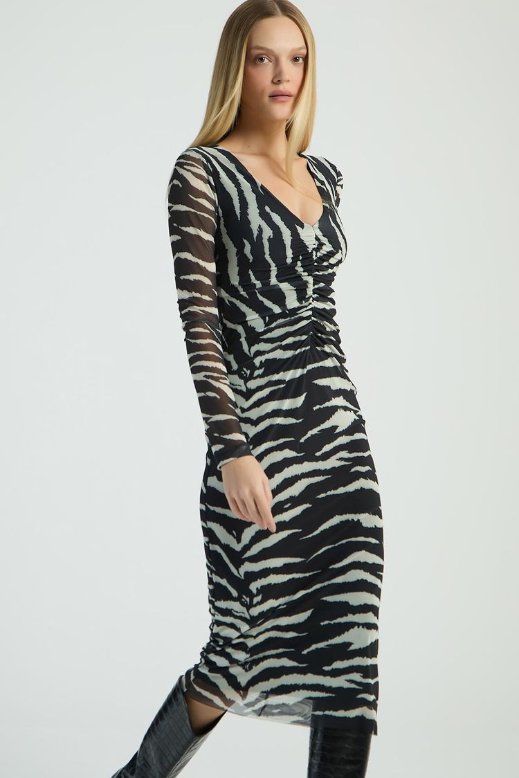 VESTIDO MIDI EM TULE ESTAMPADO - ZEBRADA PP - EST ZEBRADA - 284461