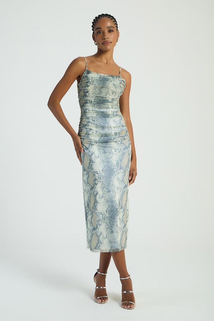 VESTIDO EM TULE FRANZIDO ESTAMPADO - SNAKE P - EST SNAKE - 284590